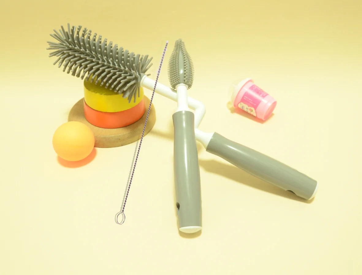 Silicone Baby Bottle Cleaning Brush Set with Straw and Pacifier Cleaner