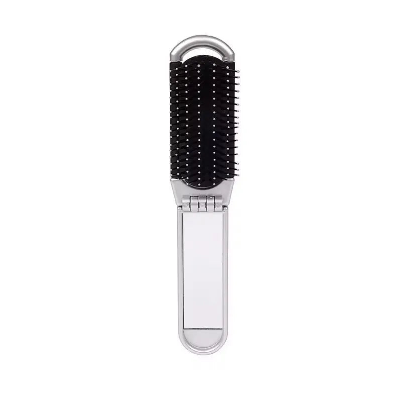 2-in-1 Folding Hair Brush with Mirror Portable Travel Massage Comb - 16