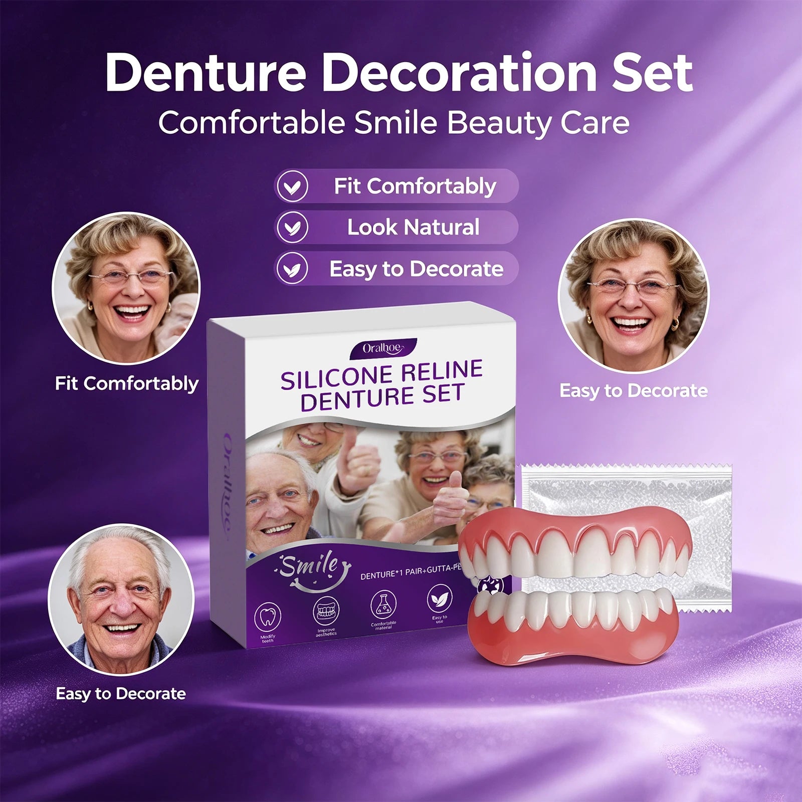 Cosmetic Denture Set Instant Smile Upper and Lower Teeth Cover - 2