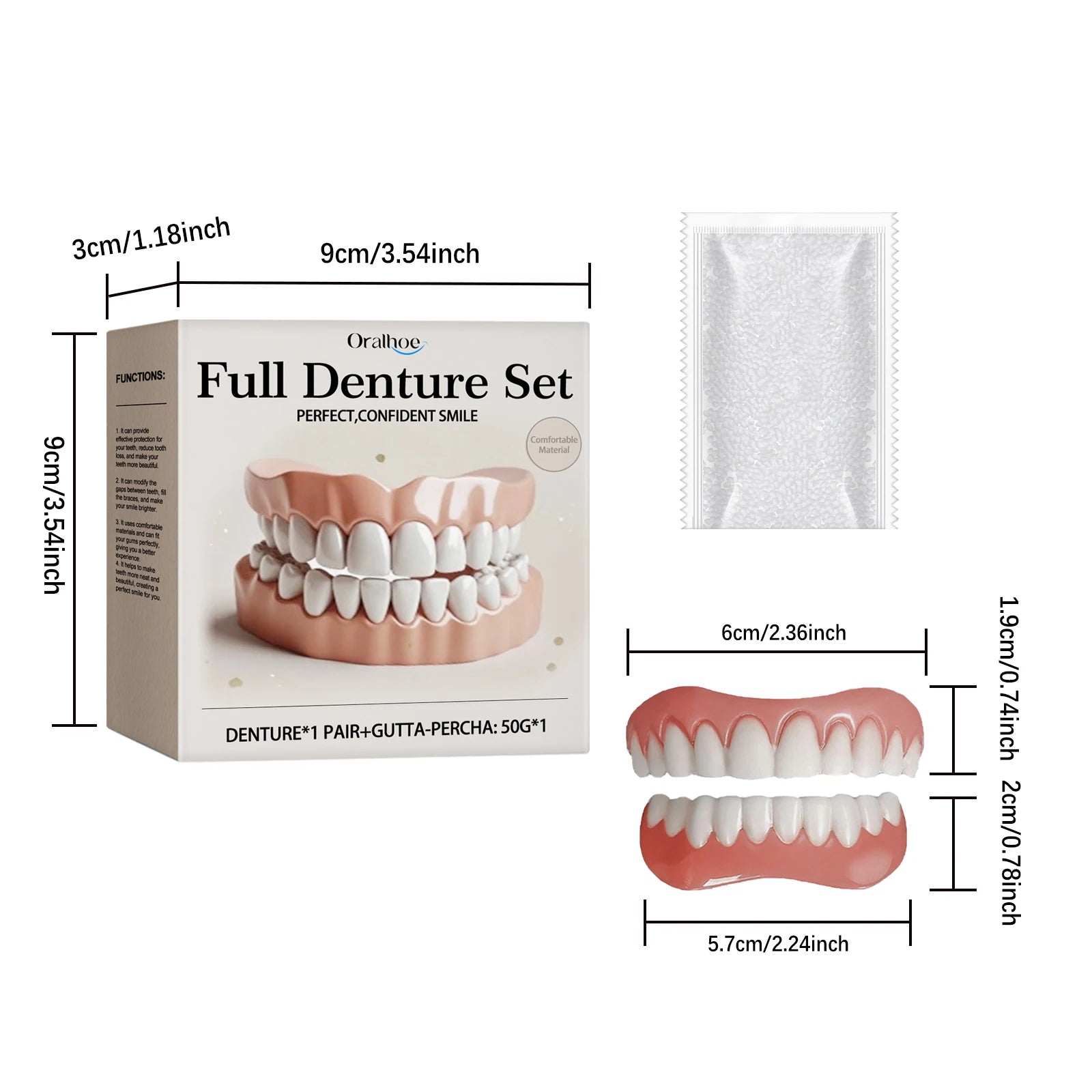 Silicone Denture Set Upper and Lower False Teeth Repair Kit - 8