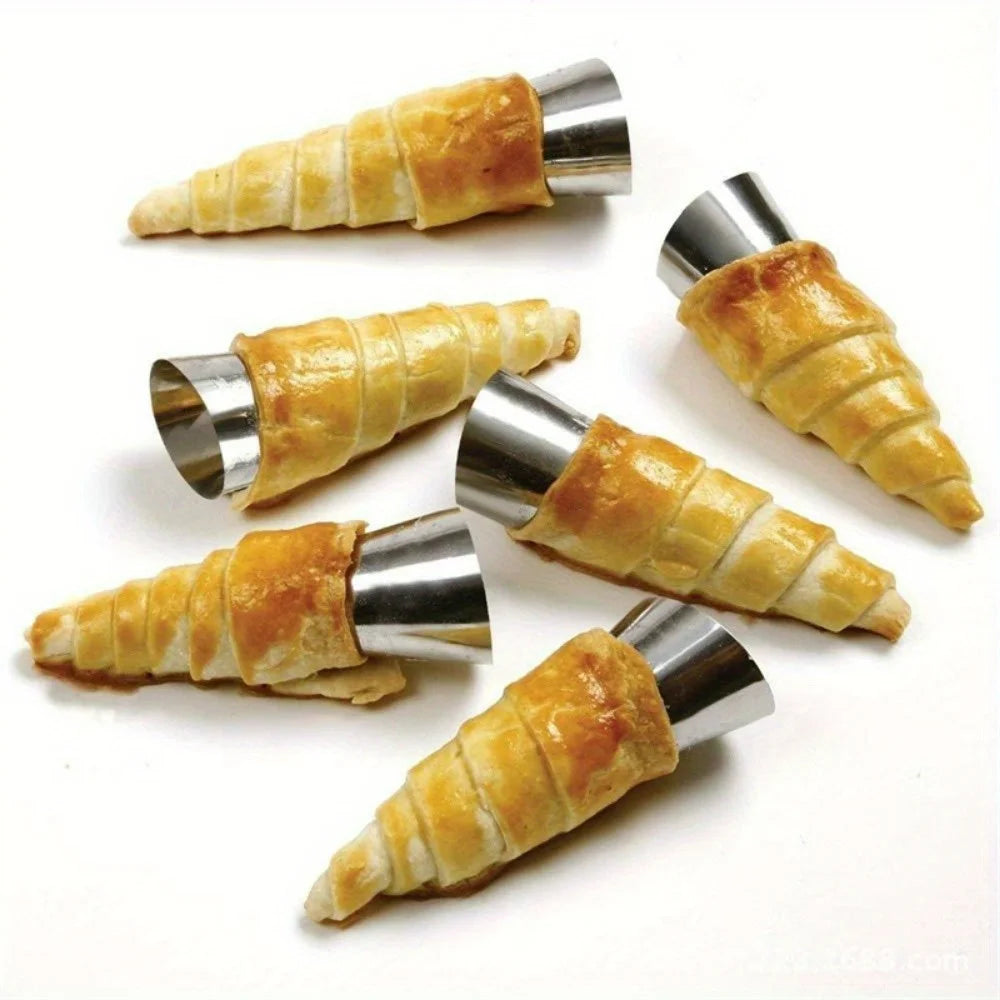 10pcs Stainless Steel Cream Horn Molds Croissant Cone Baking Tubes