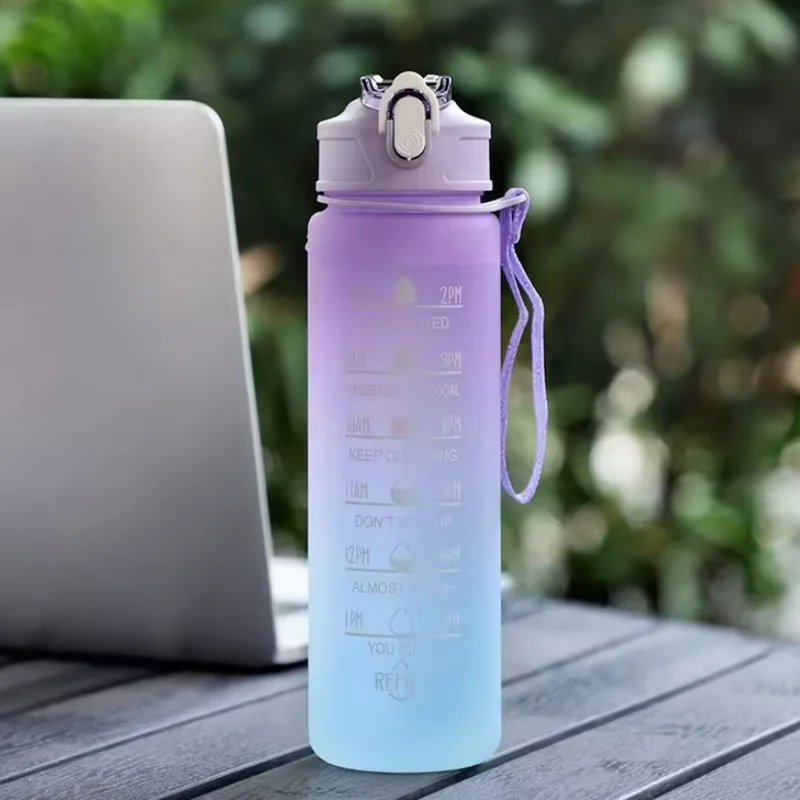 900ml Motivational Water Bottle Leak Proof Sports Jug with Straw - 23