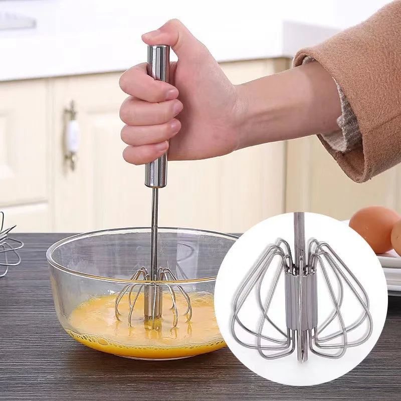 Stainless Steel Semi Automatic Egg Beater Kitchen Hand Whisk Mixer - 10