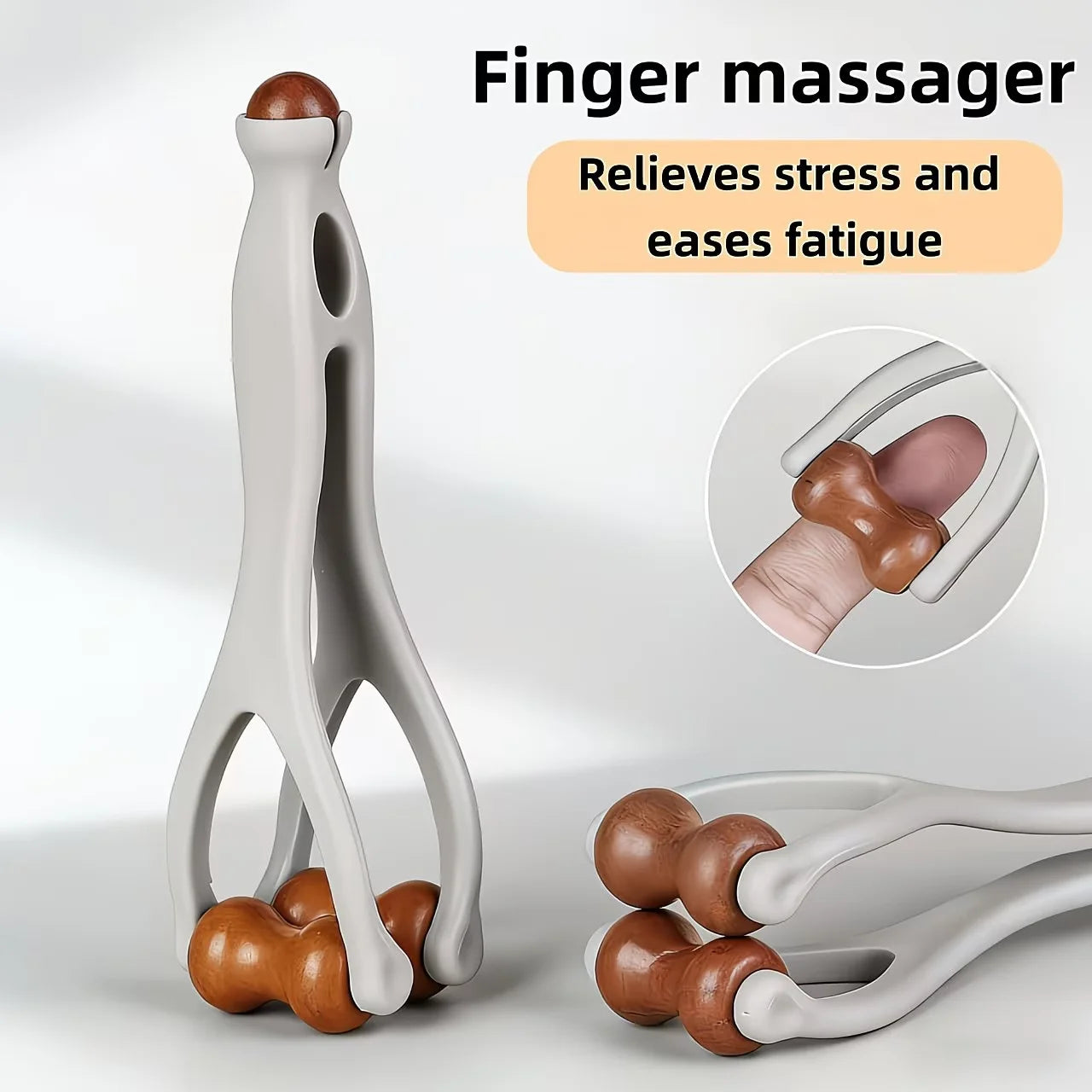 Wood Finger Massage Roller Hand Acupressure Stick Relief Tool