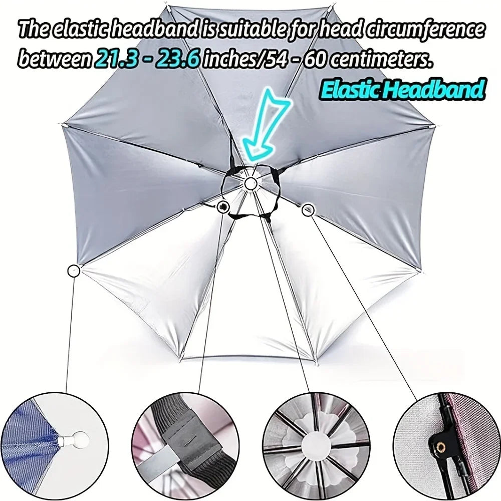 Hands Free Umbrella Hat Sun Rain Protection Headgear for Outdoor Fishing - 9