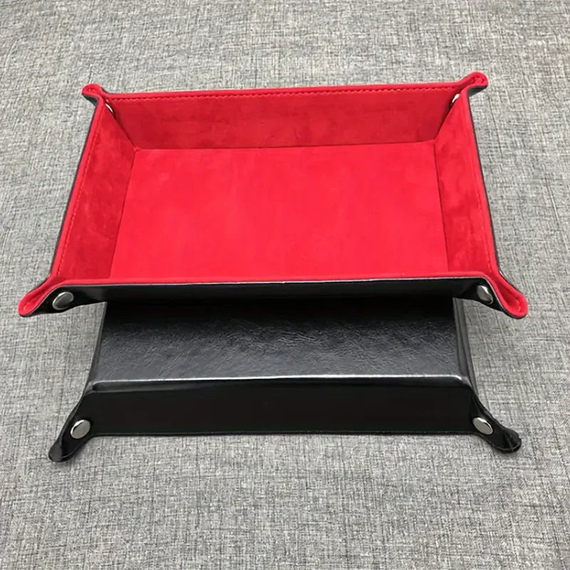 Foldable Leather Dice Tray Collapsible Valet Storage Organizer Box - 5