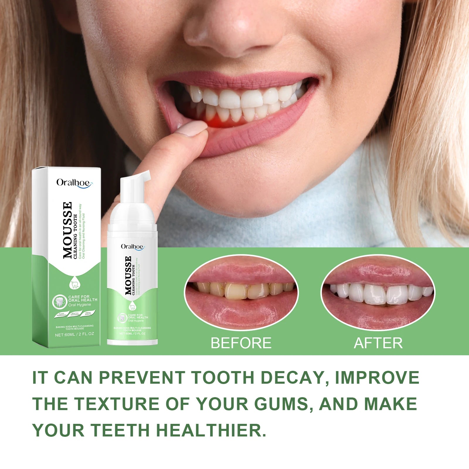 Whitening Foaming Toothpaste Stain Removal Plaque Foam Mousse - 8