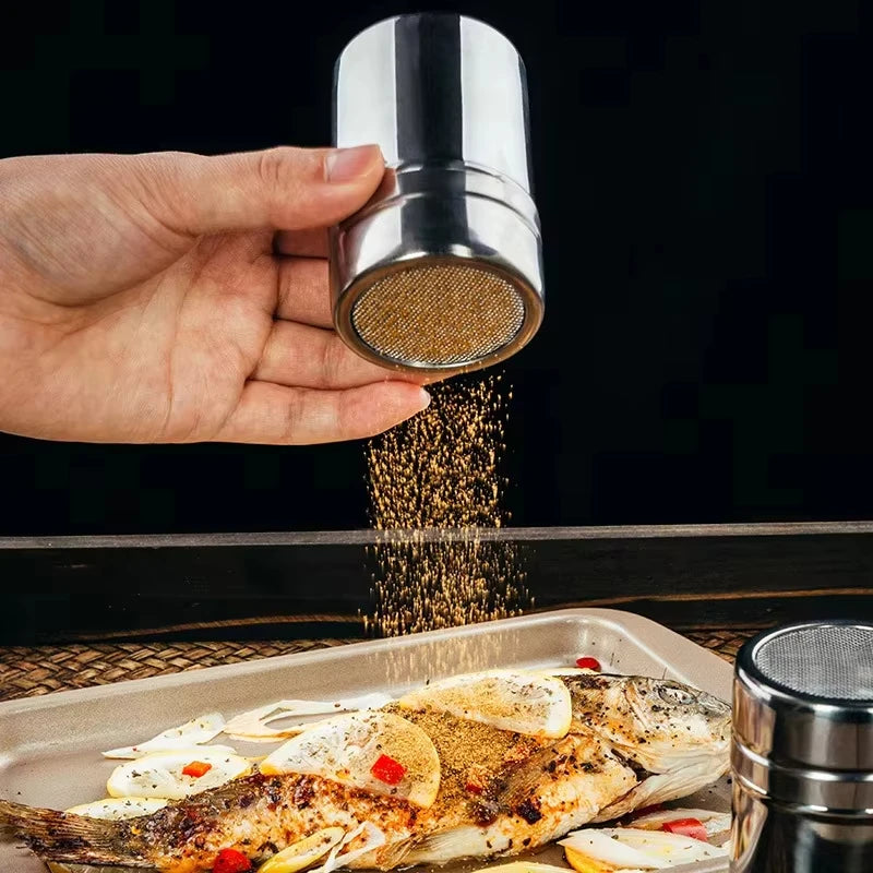Stainless Steel Coffee Shaker and Flour Sifter with Lid for Seasoning - 9