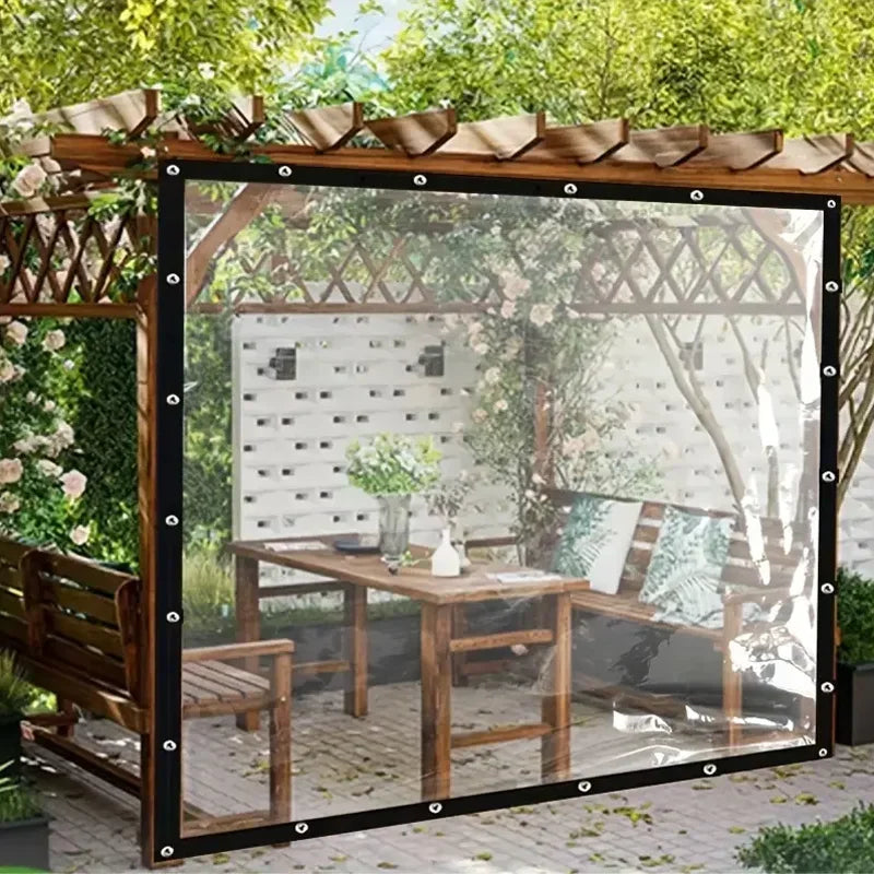 Clear Vinyl Tarp Outdoor Privacy Curtain Weatherproof Patio Enclosure - 9