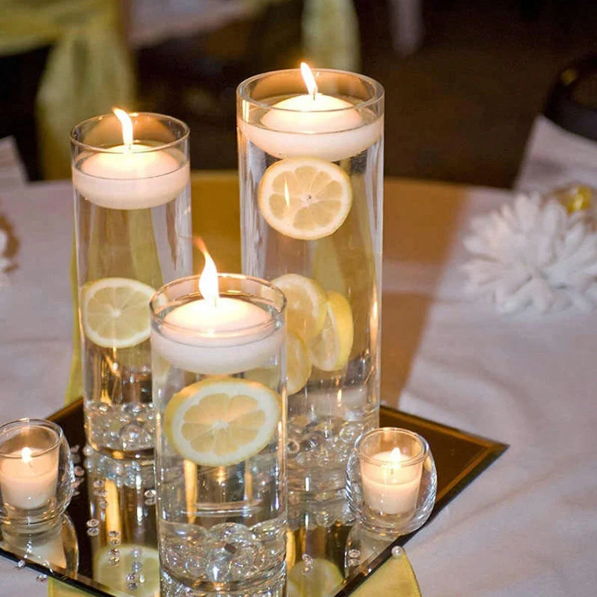 Modern Glass Cylinder Vase Floating Candle Holder for Wedding Centerpieces