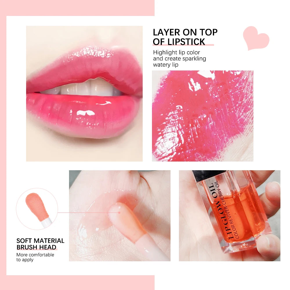Lip Oil Plumping Gloss Crystal Jelly Moisturizing Tinted Lip Plumper