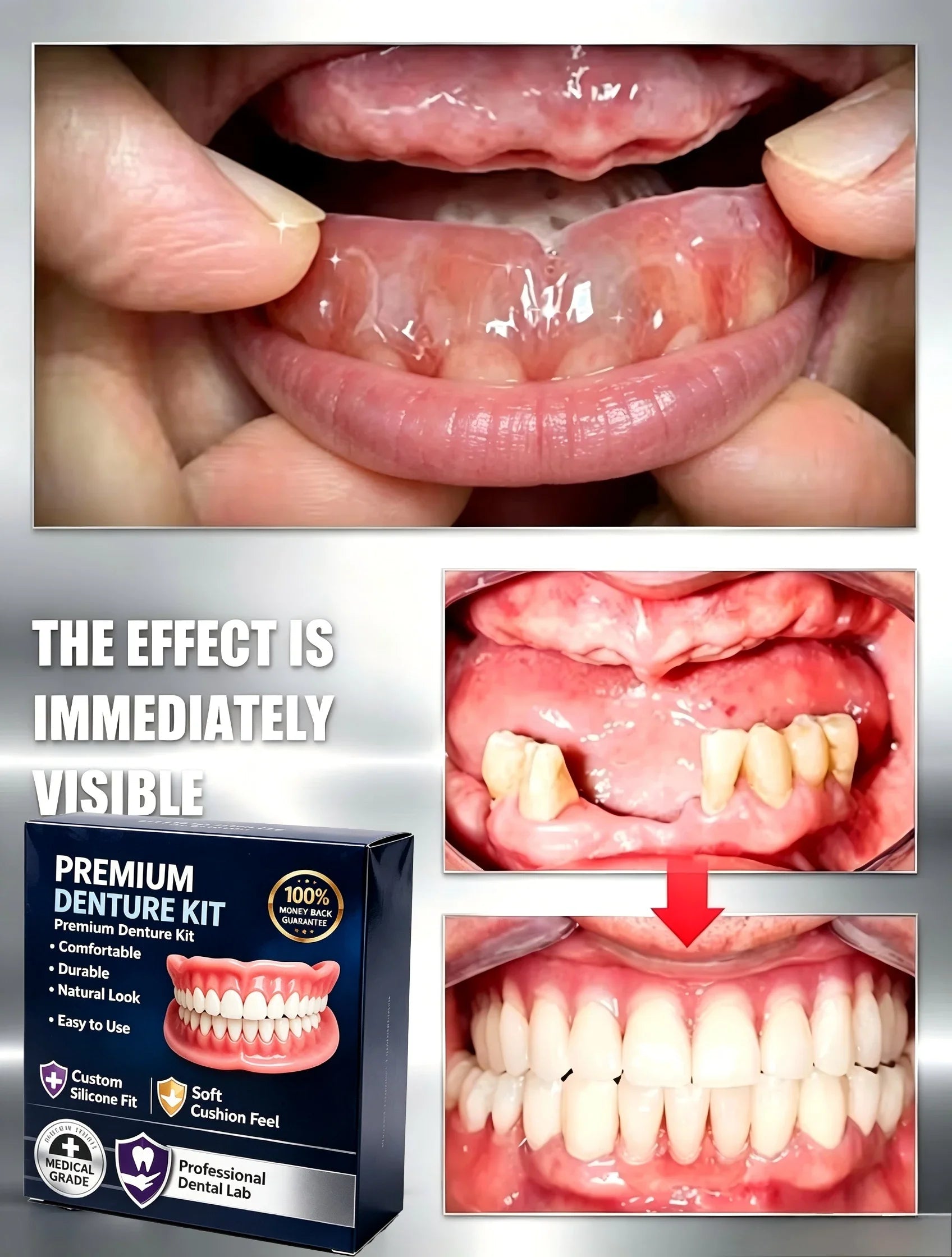Temporary Silicone False Teeth Kit Cosmetic Smile - 3