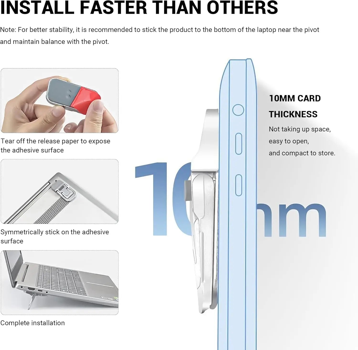 Mini Portable Laptop Stand Invisible Foldable Ergonomic Cooling Feet