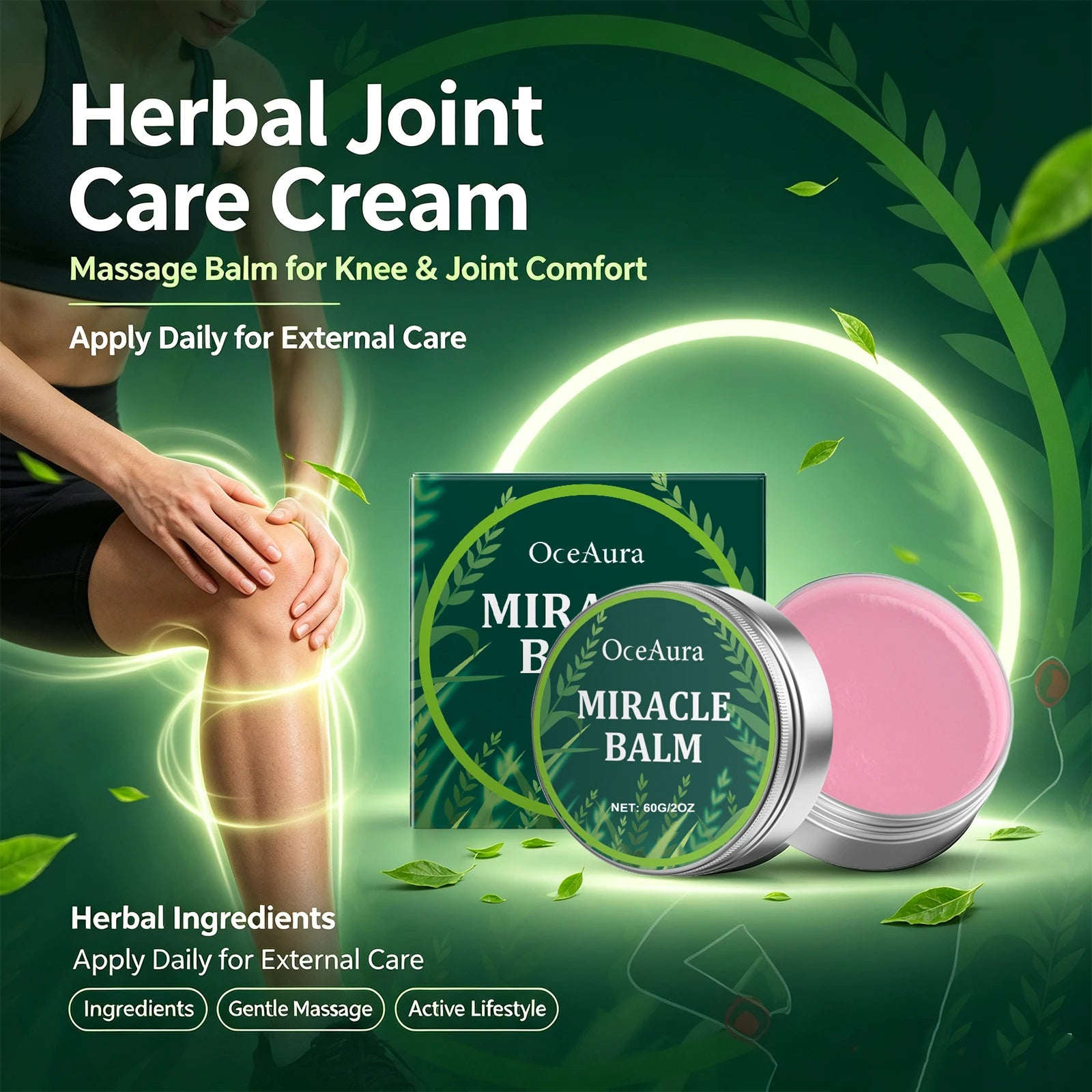 OceAura Herbal Body Massage Balm Miracle Muscle & Joint Relief Cream - 2