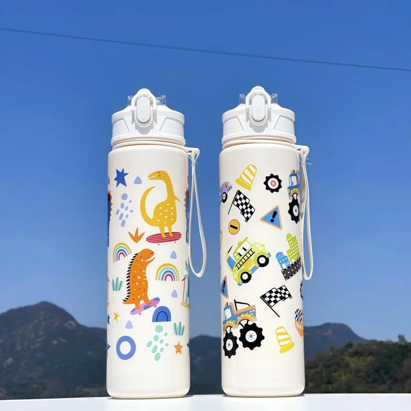 750ml Dinosaur Kids Water Bottle Leakproof Sippy Cup with Straw - 7