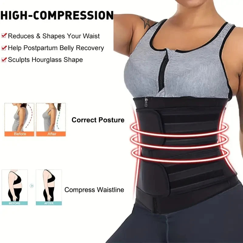 Adjustable Zipper Waist Trainer Slimming Abdominal Support Belt - 5