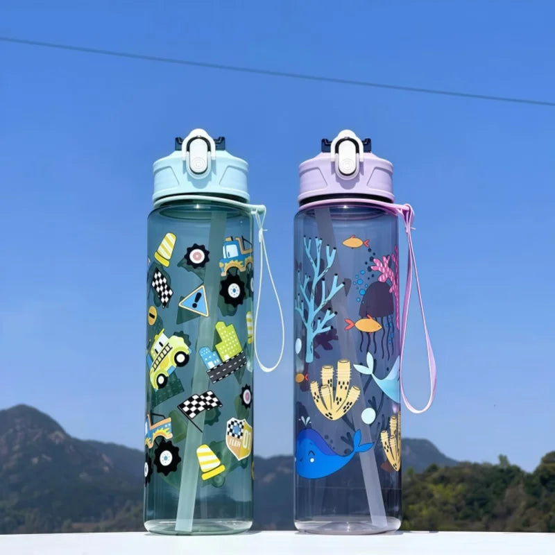 750ml Dinosaur Kids Water Bottle Leakproof Sippy Cup with Straw