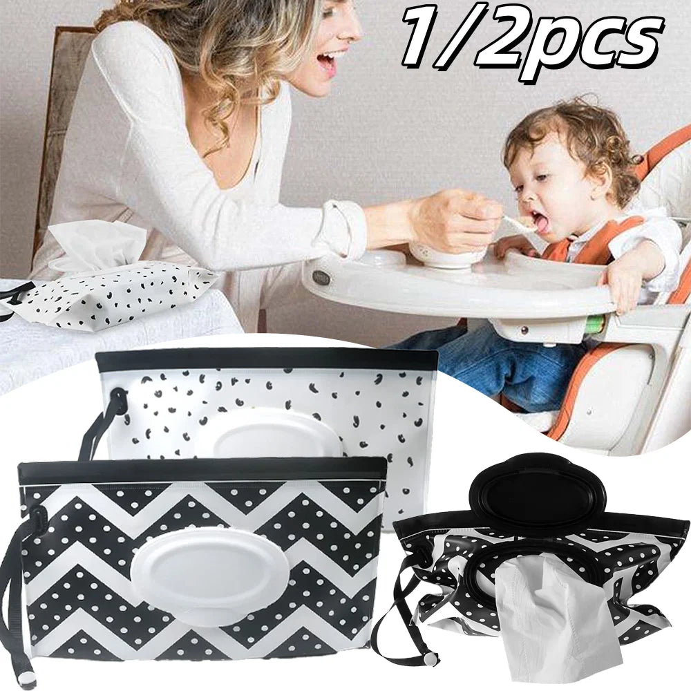 Portable Baby Wipe Pouch Refillable Wet Wipe Case for Travel Stroller - 1