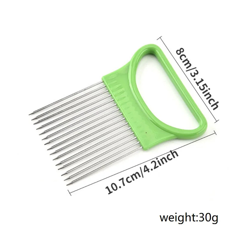 Stainless Steel Onion Holder Slicer Vegetable Fruit Cutting Assistant Tool