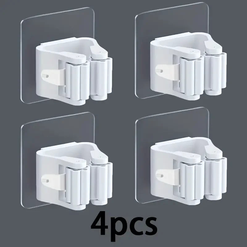 4 Pack Wall Mounted Mop Holder Organizer Bathroom Broom Storage Hook - 13