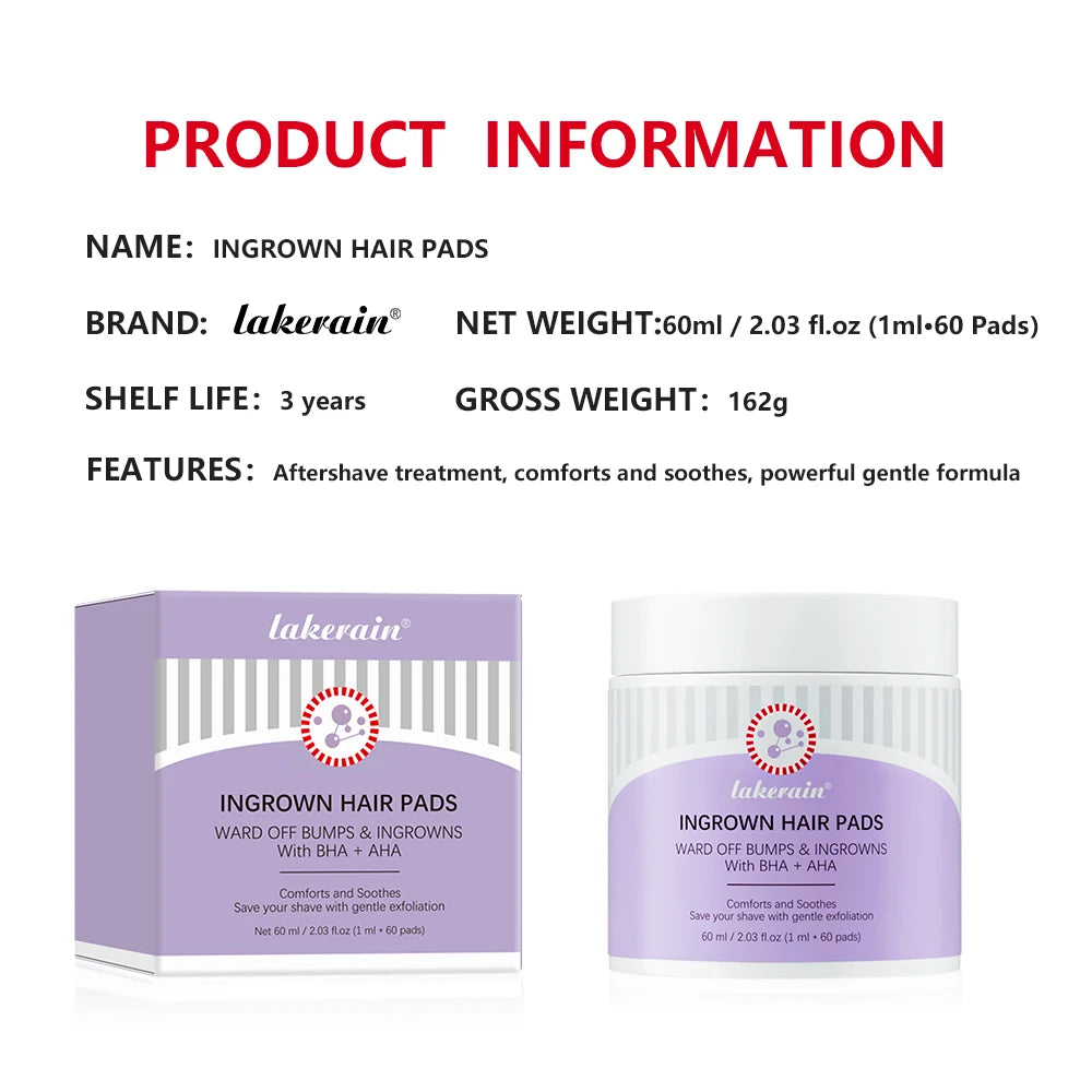 Ingrown Hair Treatment Pads Exfoliating Razor Bumps Aftershave Care