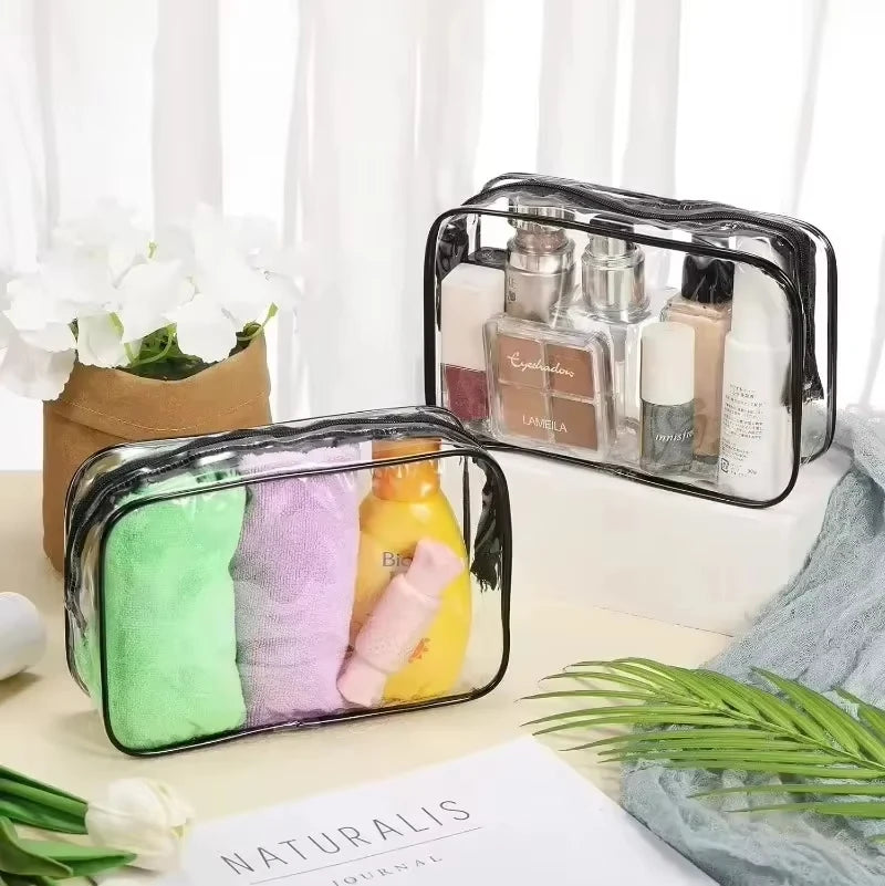 Clear Travel Toiletry Bag Set Waterproof Cosmetic Organizer with Zipper - 11