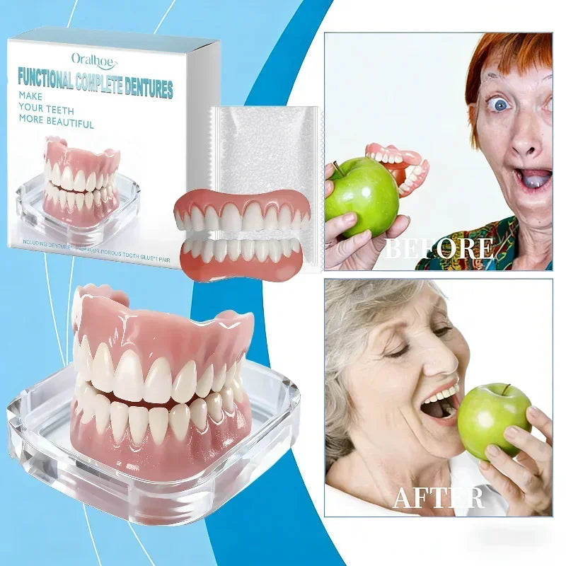 Instant Smile Dentures Full Set Silicone Veneers Fake Teeth Upper Lower - 3