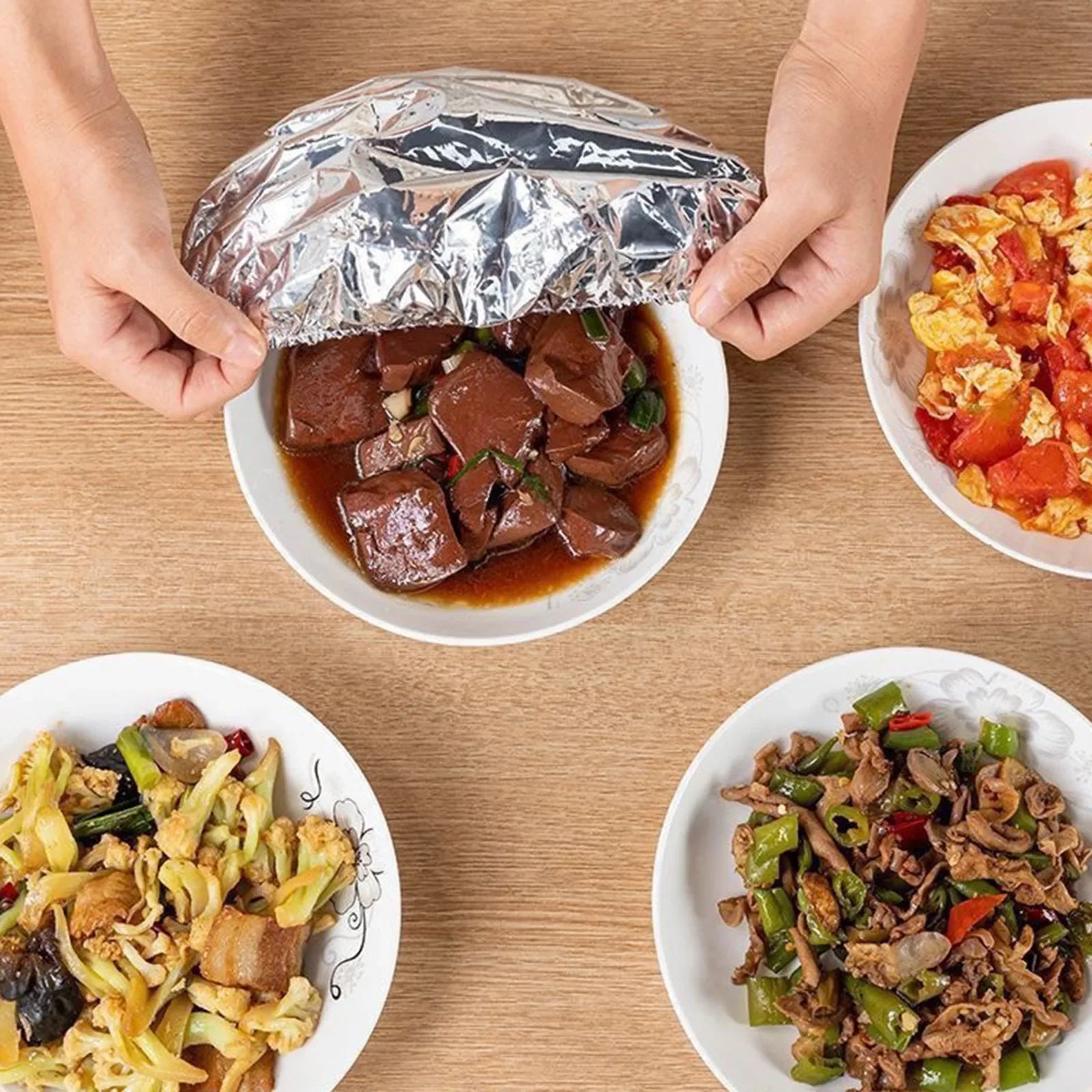 Reusable Aluminum Foil Food Covers Thermal Insulated Bowl Lid Set - 20