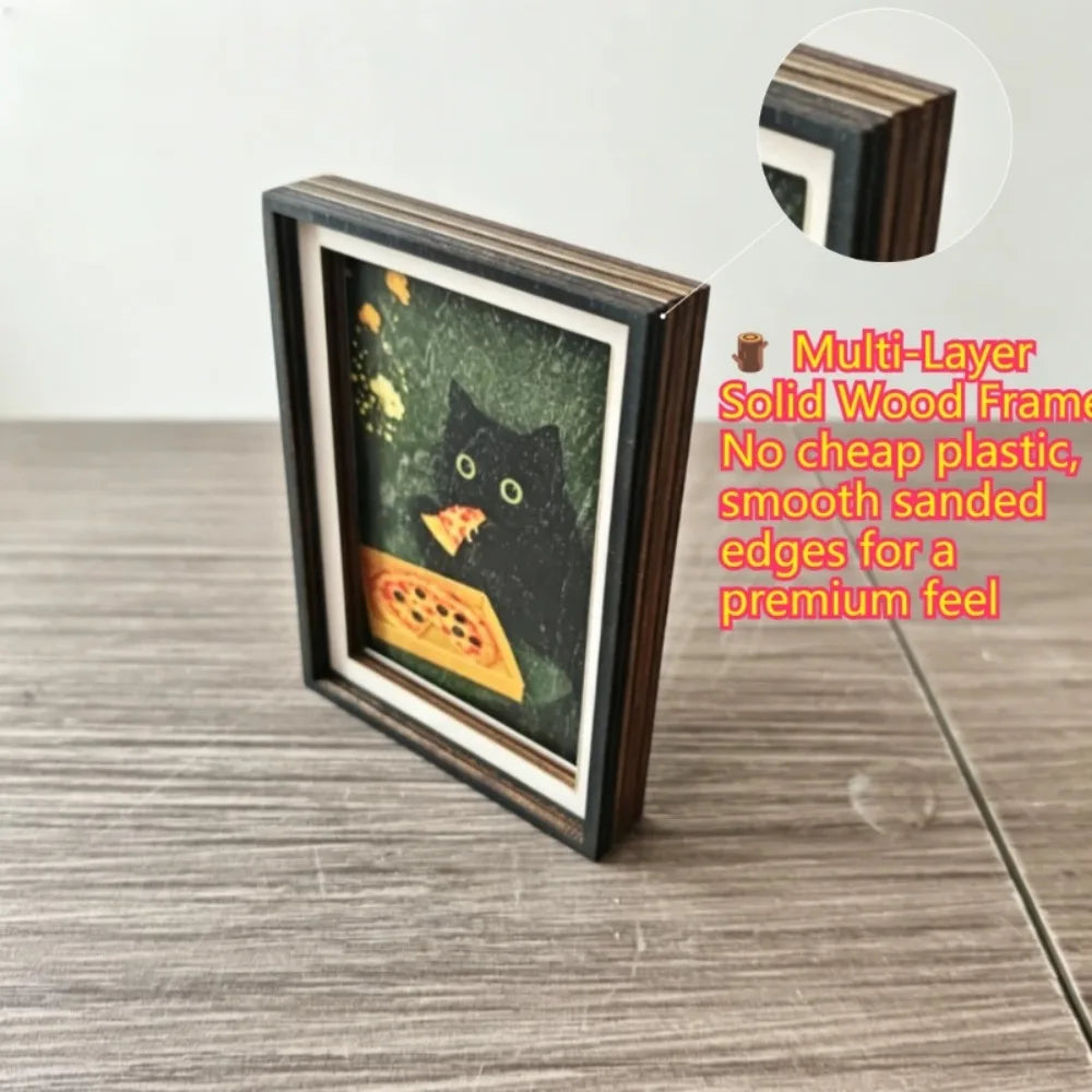 3D Black Cat Pizza Fridge Magnet Decorative Photo Frame Home Decor - 9