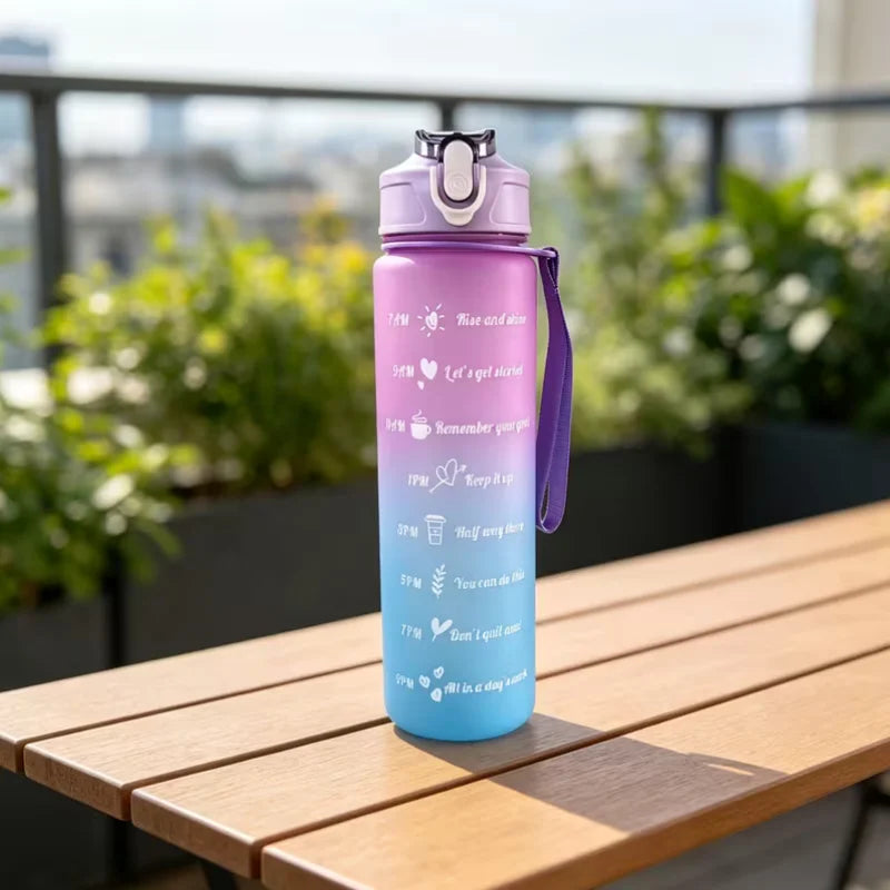 750ml Motivational Water Bottle with Straw Gradient Sport Jug - 16