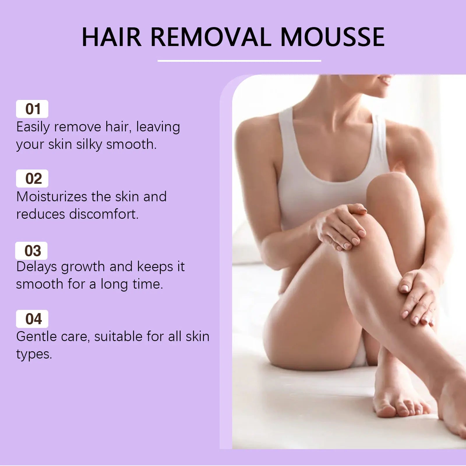 Painfree Hair Removal Mousse Depilatory Foam for Smooth Skin - 10