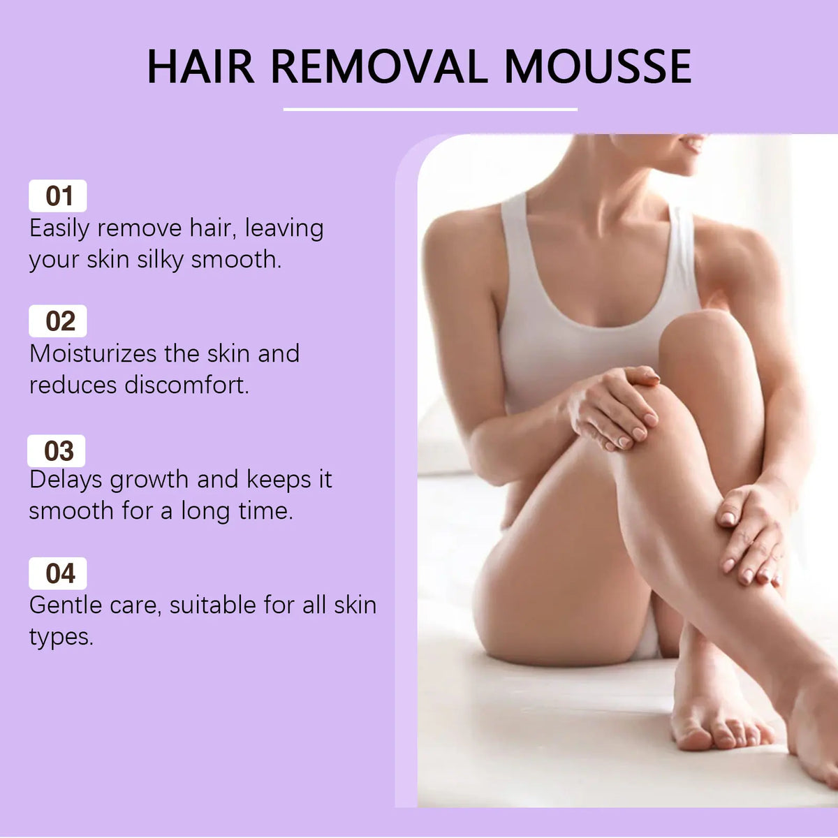 Painfree Hair Removal Mousse Depilatory Foam for Smooth Skin