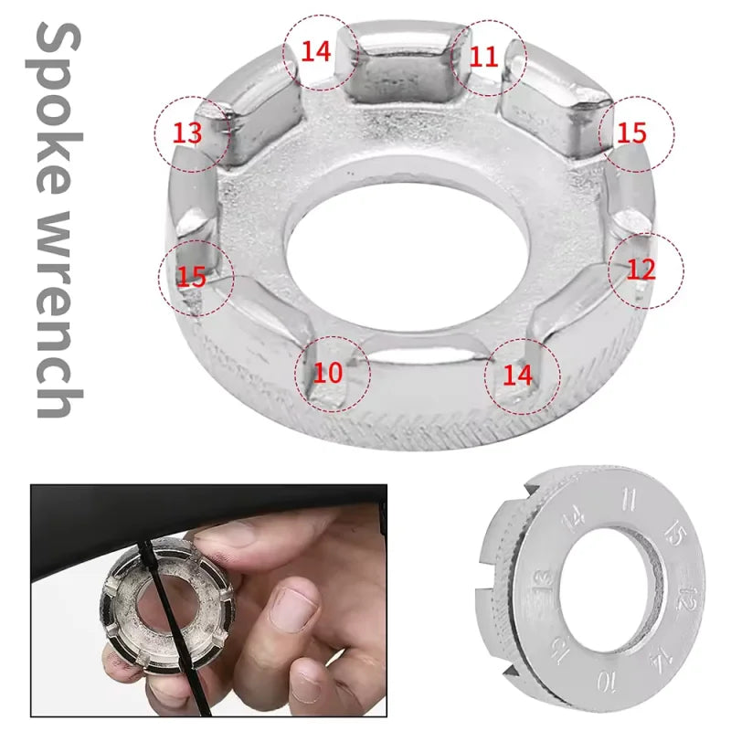 Bicycle Spoke Wrench 8 Way Round Spoke Key Cycling Wheel Repair Tool - 2