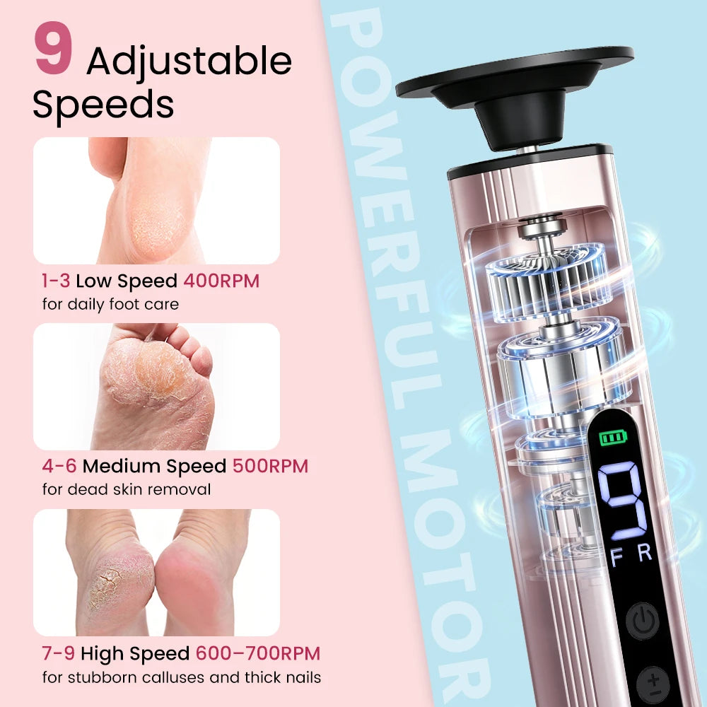 Electric Foot File Callus Remover Dual Direction Rechargeable Grinder