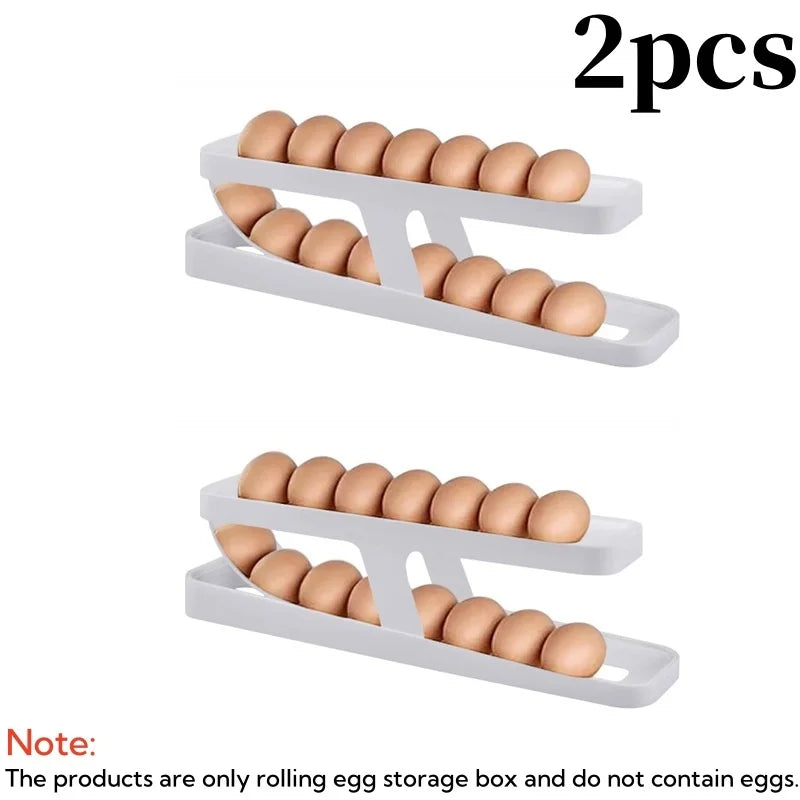 Automatic Rolling Egg Holder Fridge Dispenser Storage Organizer Tray - 14