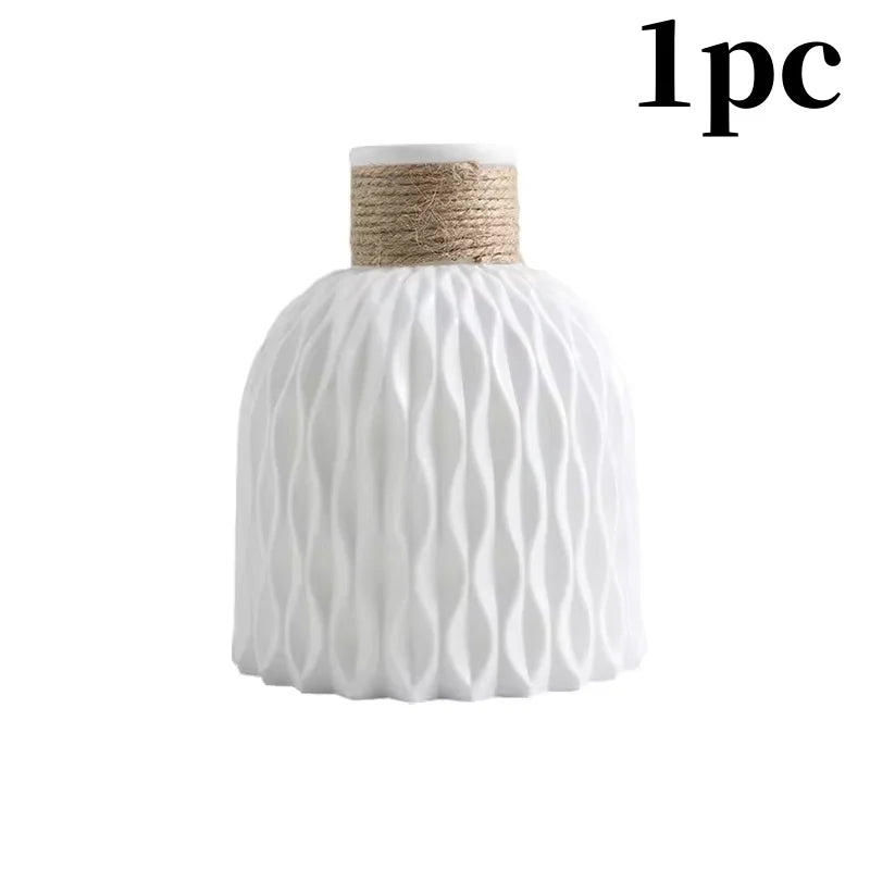 Modern Nordic Rope Plastic Flower Vase Decorative Desktop Ornament