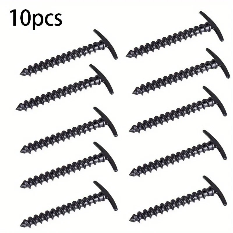 10 Pack Spiral Tent Stakes Plastic Camping Ground Pegs Anchor Accessories - 11