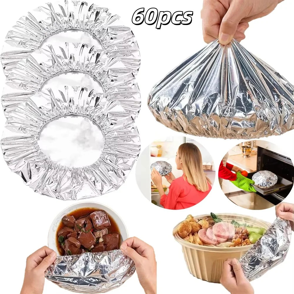 Reusable Aluminum Foil Bowl Covers Food Storage Wraps for Oven Picnic - 1