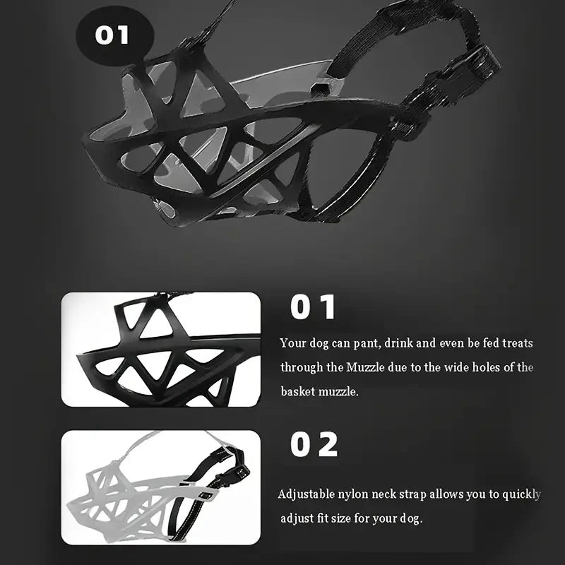 Adjustable Dog Muzzle Breathable Anti-Biting Basket Guard for Pets
