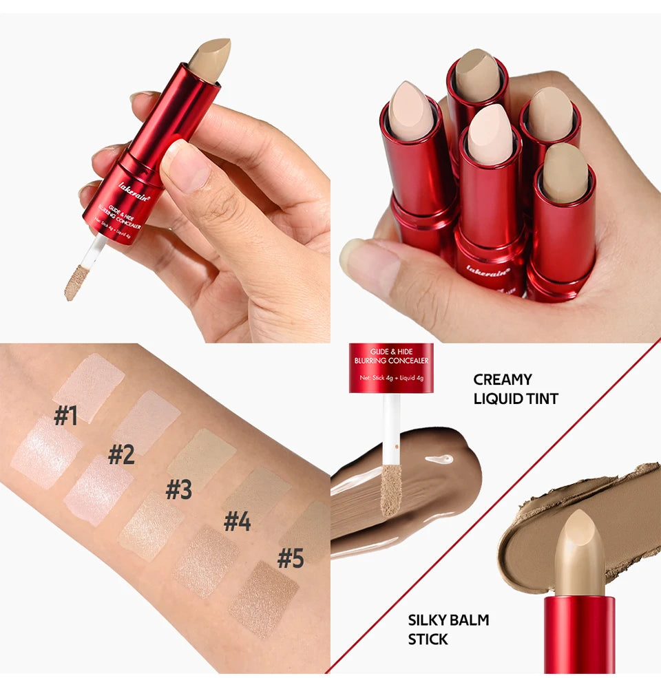 2-in-1 Glide & Hide Blurring Concealer Liquid Foundation Makeup