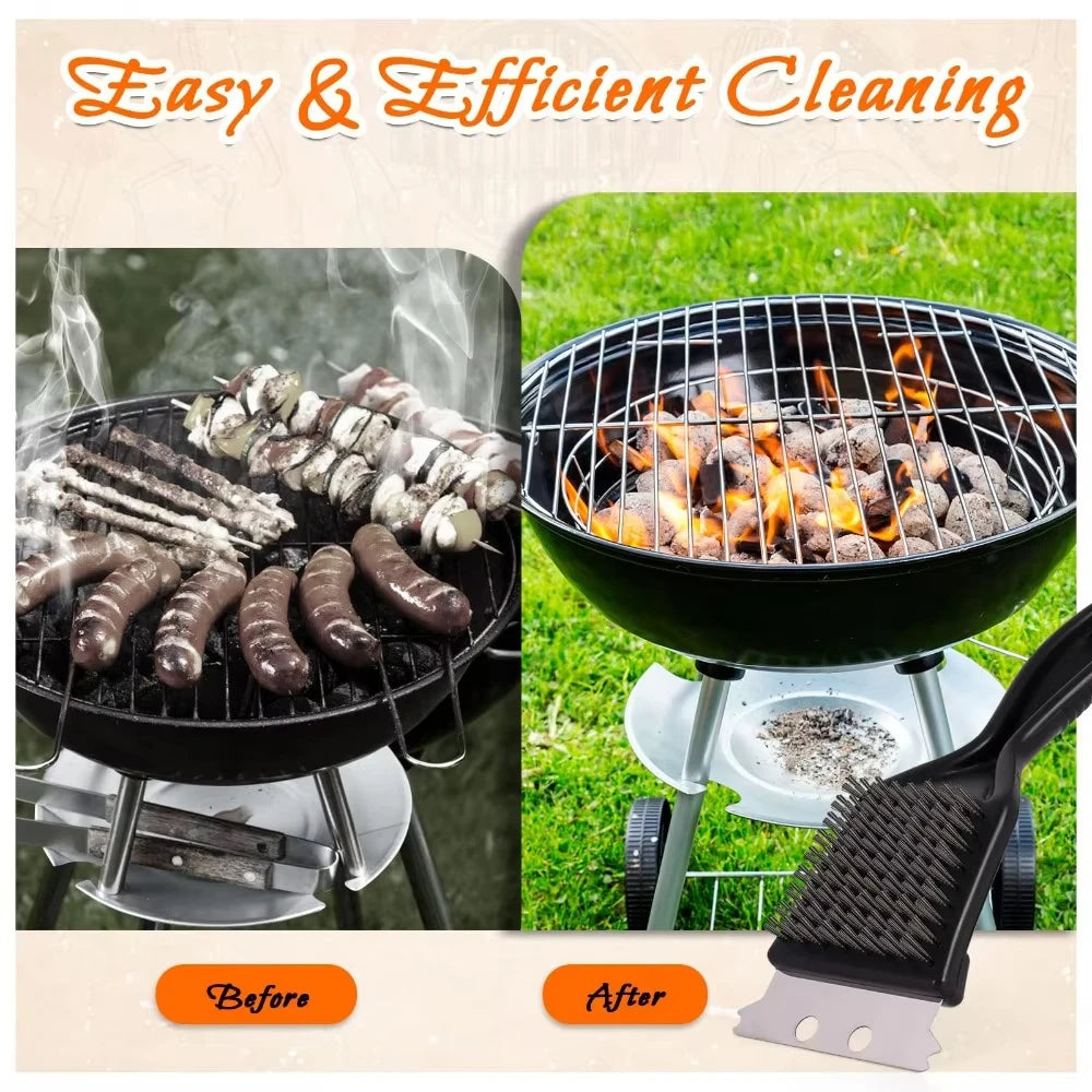 2-in-1 BBQ Grill Brush and Scraper Steel Wire Cleaning Tool - 7