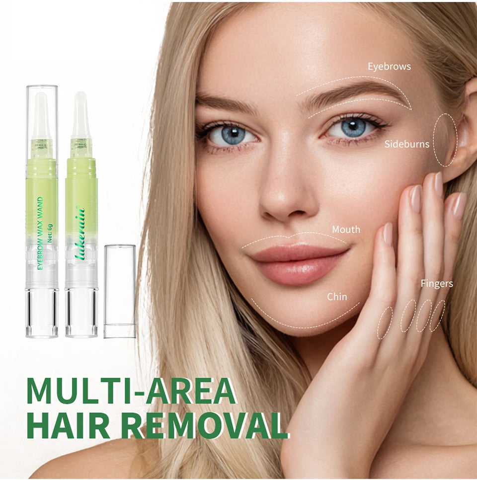 Eyebrow Wax Wand Hair Removal Kit for Salon Quality Brows at Home - 9