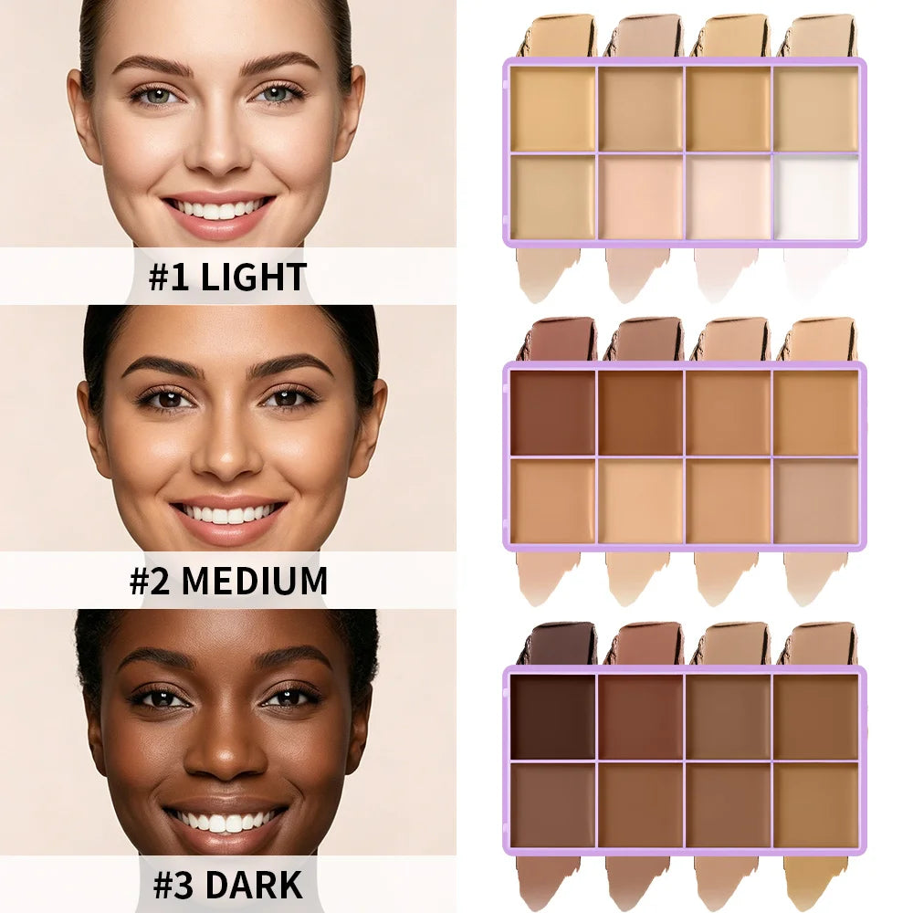 8 Shade Cream Concealer Palette Waterproof Full Coverage Makeup Kit