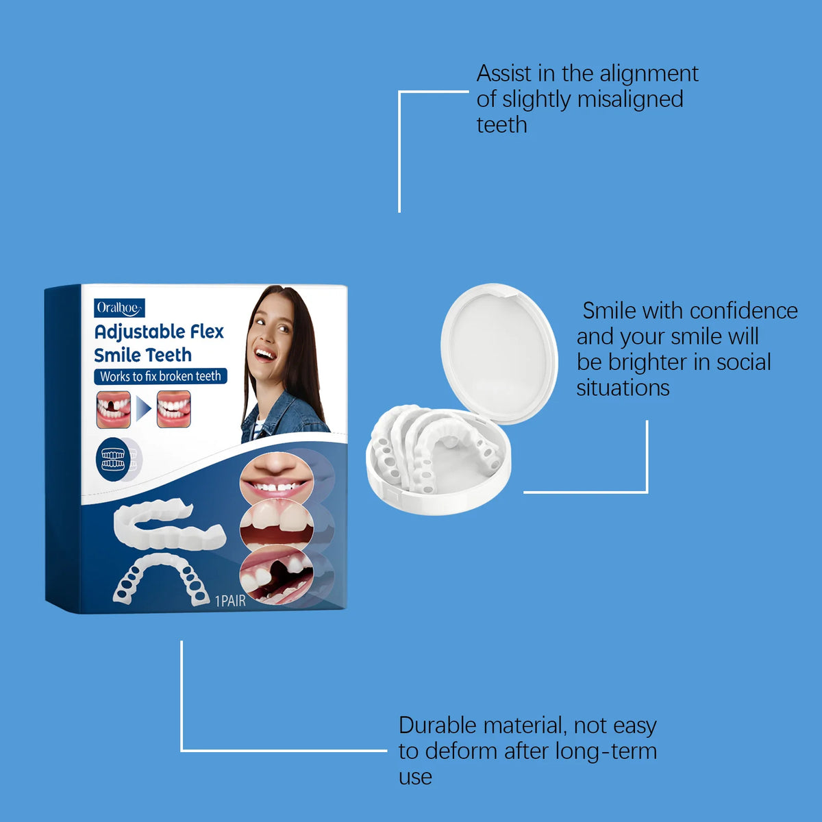 Adjustable Snap On Dentures Fake Teeth Veneers