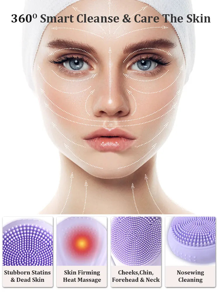 Sonic Facial Cleansing Brush Electric Face Scrubber Exfoliator - 10
