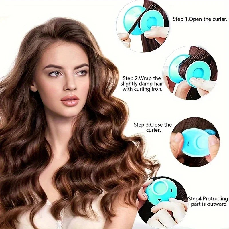 30pcs Silicone Mushroom Hair Curlers Heatless Wave Styling Rollers - 5
