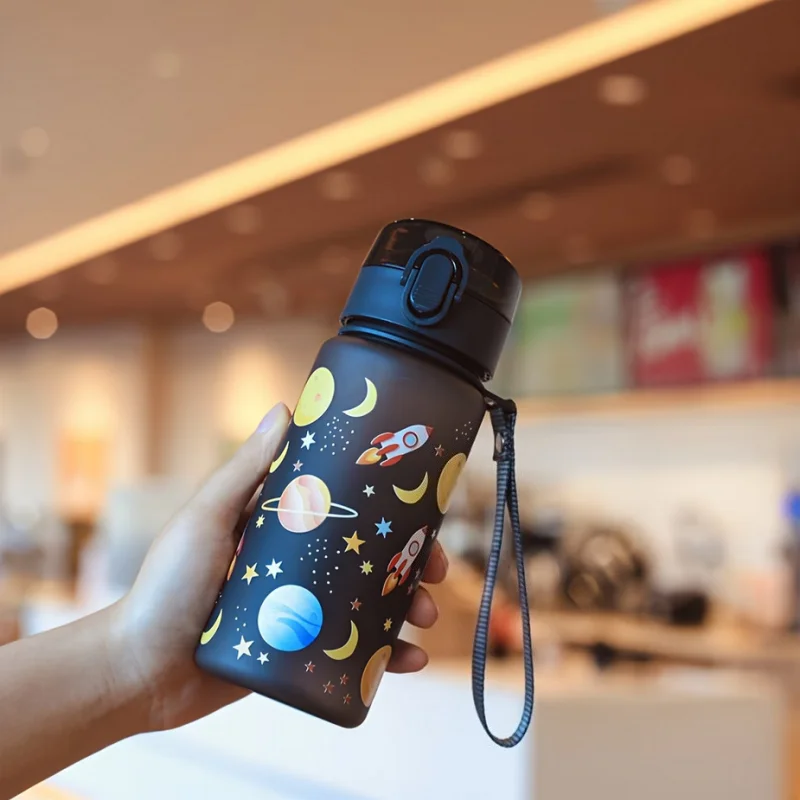 400ml 3D Cute Pattern Water Bottle Portable Sports Flask with Strap - 20