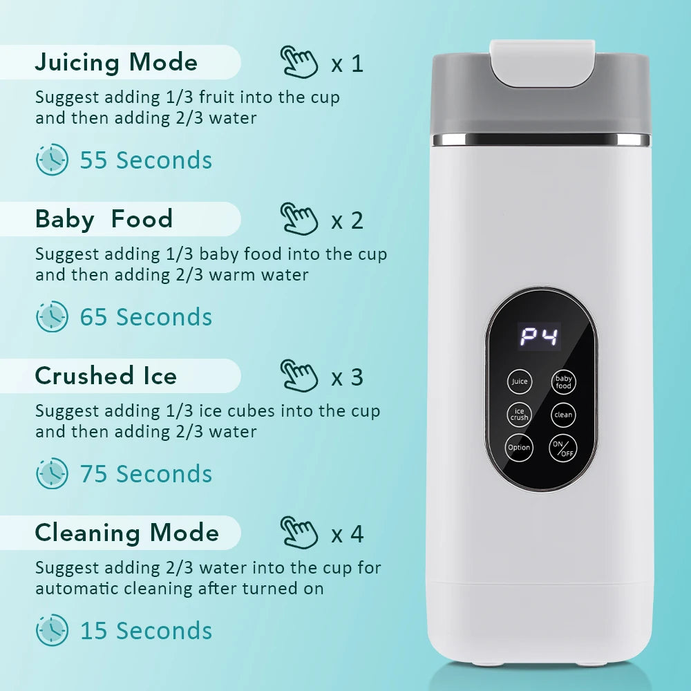 Portable 12-Blade Electric Juicer Cup & Smoothie Blender Bottle