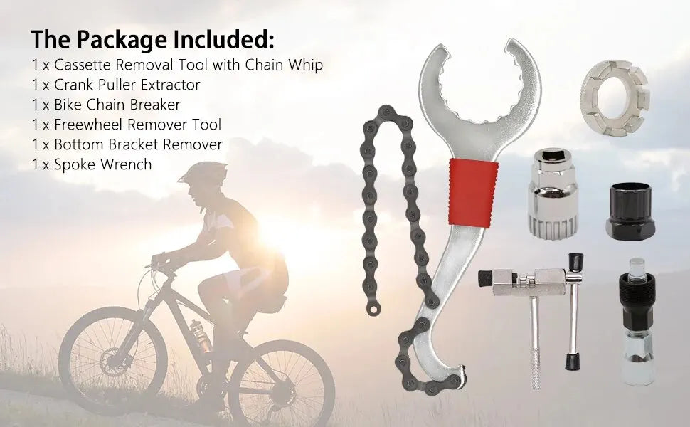 6 Pcs Bicycle Repair Tool Kit MTB Cassette Remover and Chain Breaker Set - 7