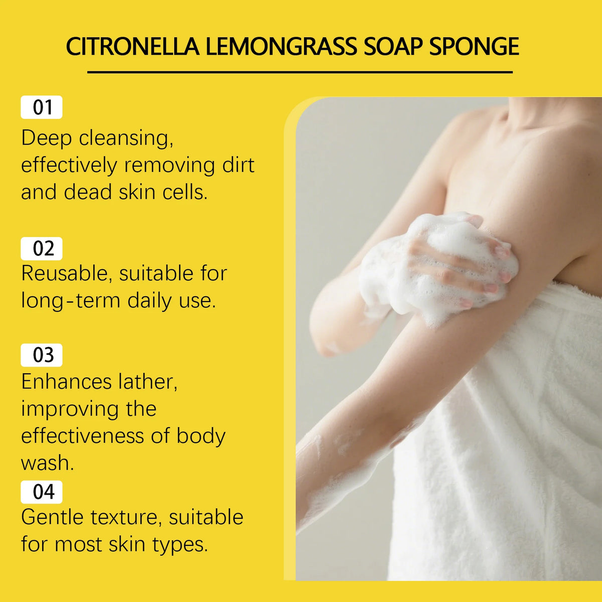 Lemongrass Lemon Exfoliating Bath Sponge Body Cleansing Tool